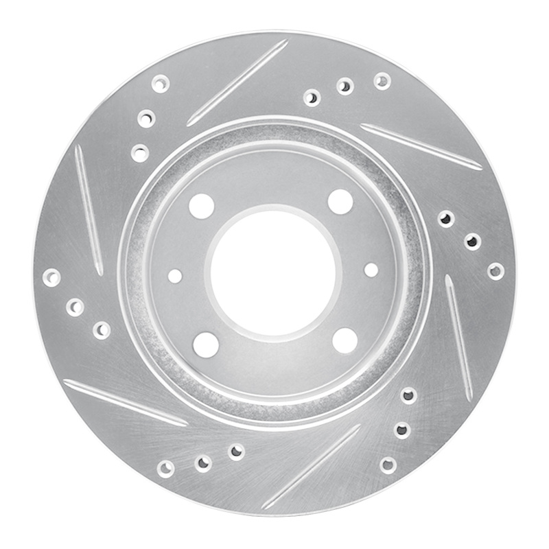 Dodge ATOS Brake Rotor (1) - Front Right - R1 Concepts - Drilled & Slotted - Silver - `98-`12